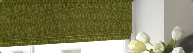 Custom designed Roman blinds in Grimsby living room